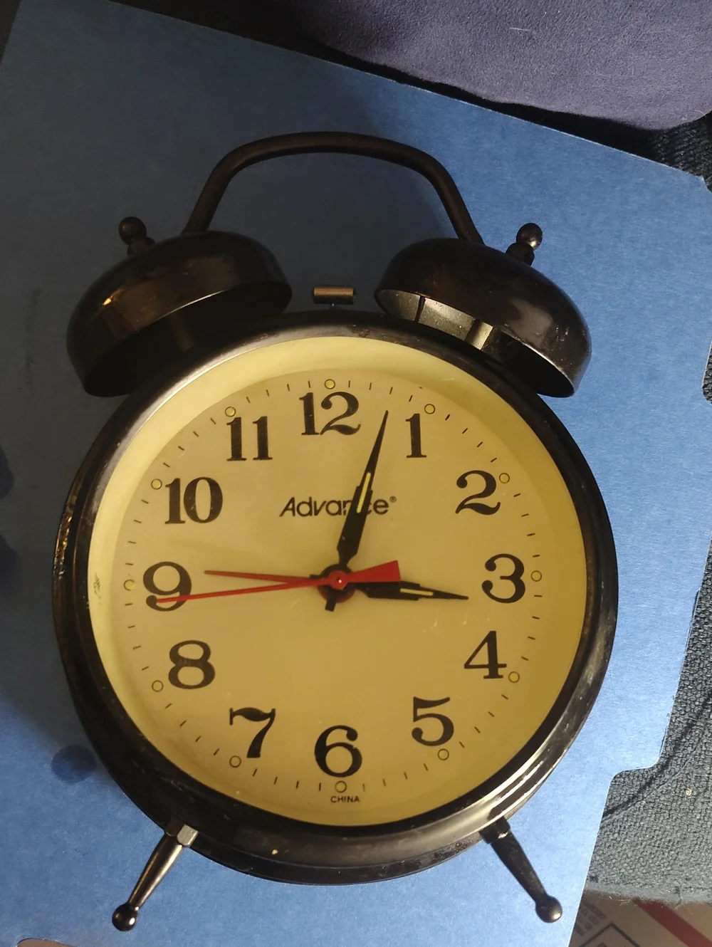 Old School Cool Twin Bell Analog Alarm Clock by Advance Great Working Condition